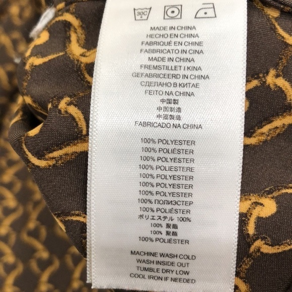 MICHAEL Michael Kors Chain Link Button Up Blouse Brown Gold XS - Picture 9 of 9